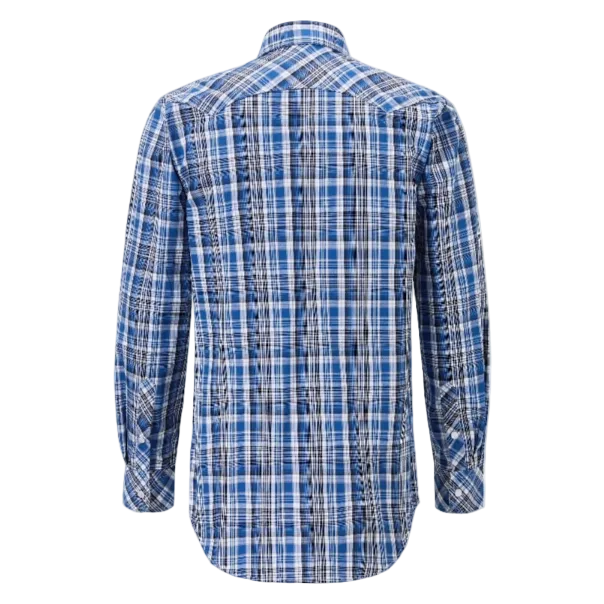 Ritemate Mens Pilbara Western Snap Button L/S Shirt (RMPW009) Blue/Black/White 