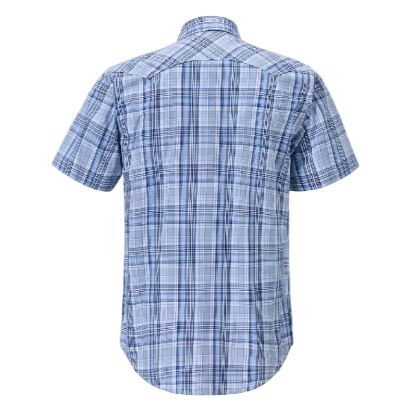 Ritemate Mens Pilbara Western Snap Button S/S Shirt (RMPW009S) Blue/Navy/White	