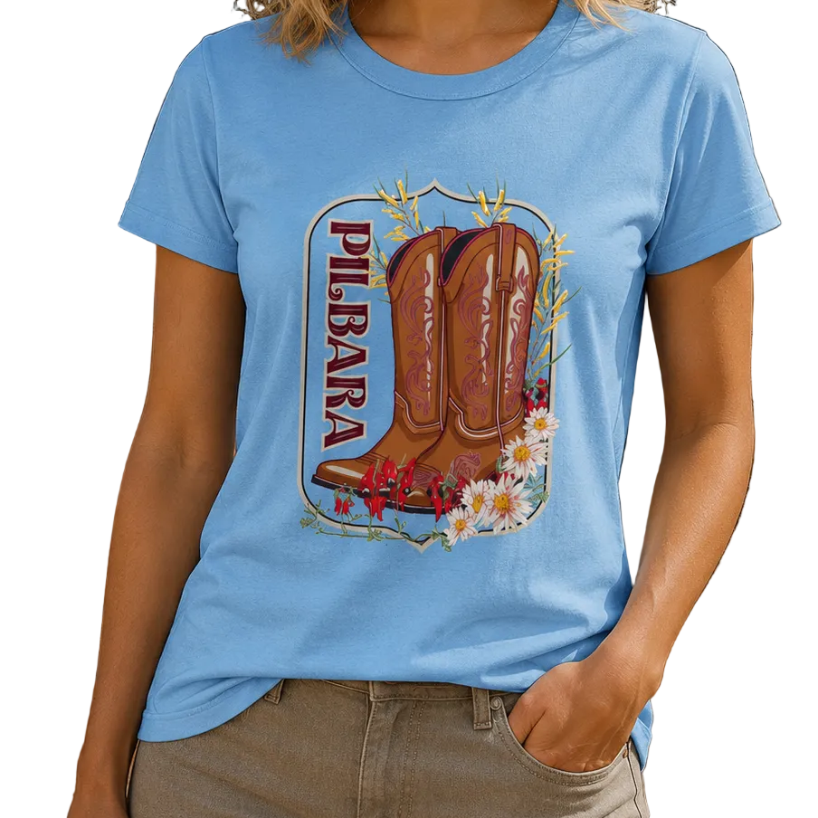 Ritemate Womens Pilbara Boot Scoot S/S Tee (RMTC038) Airy Blue
