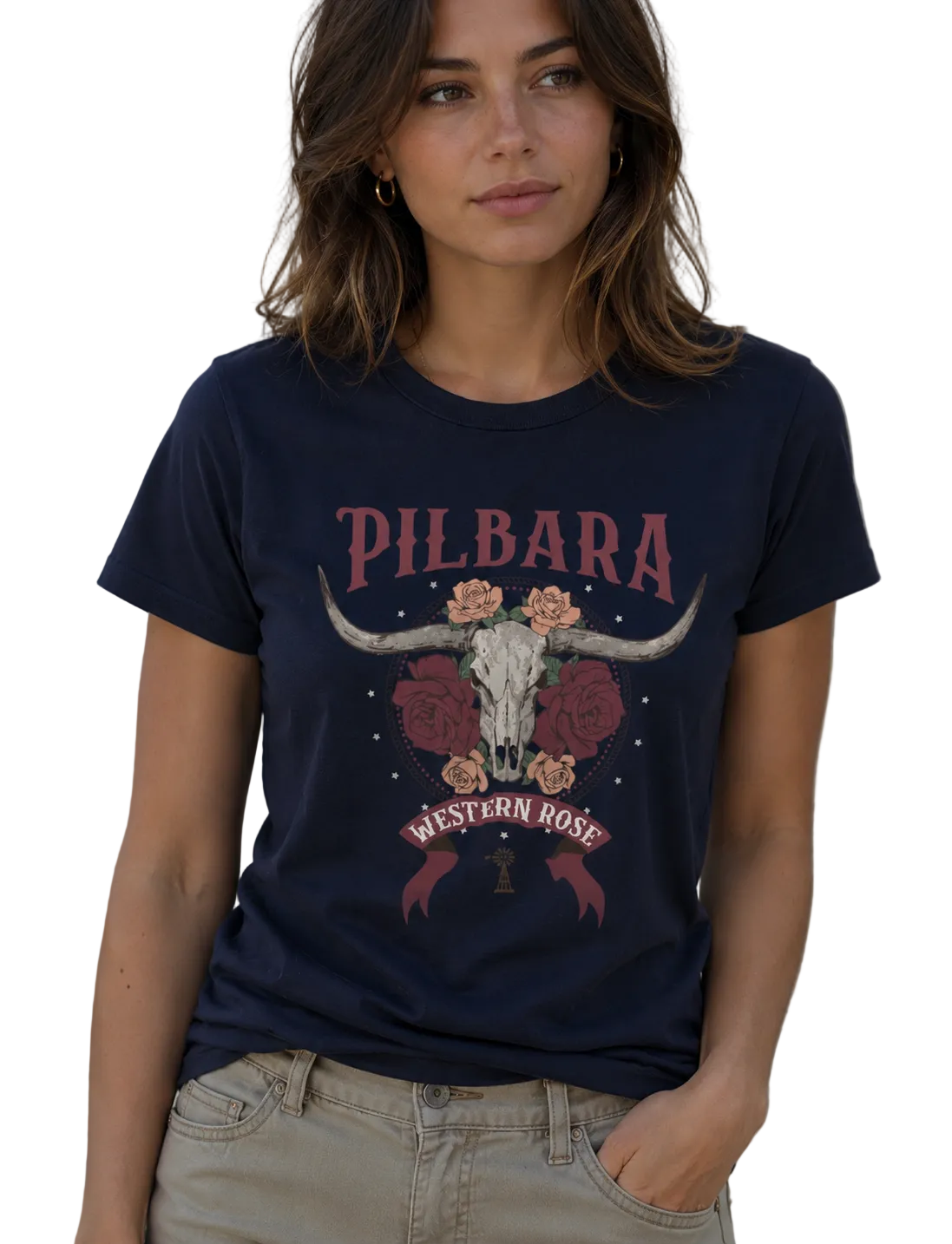 Ritemate Womens Pilbara Western Rose S/S Tee (RMTC041) Eclipse