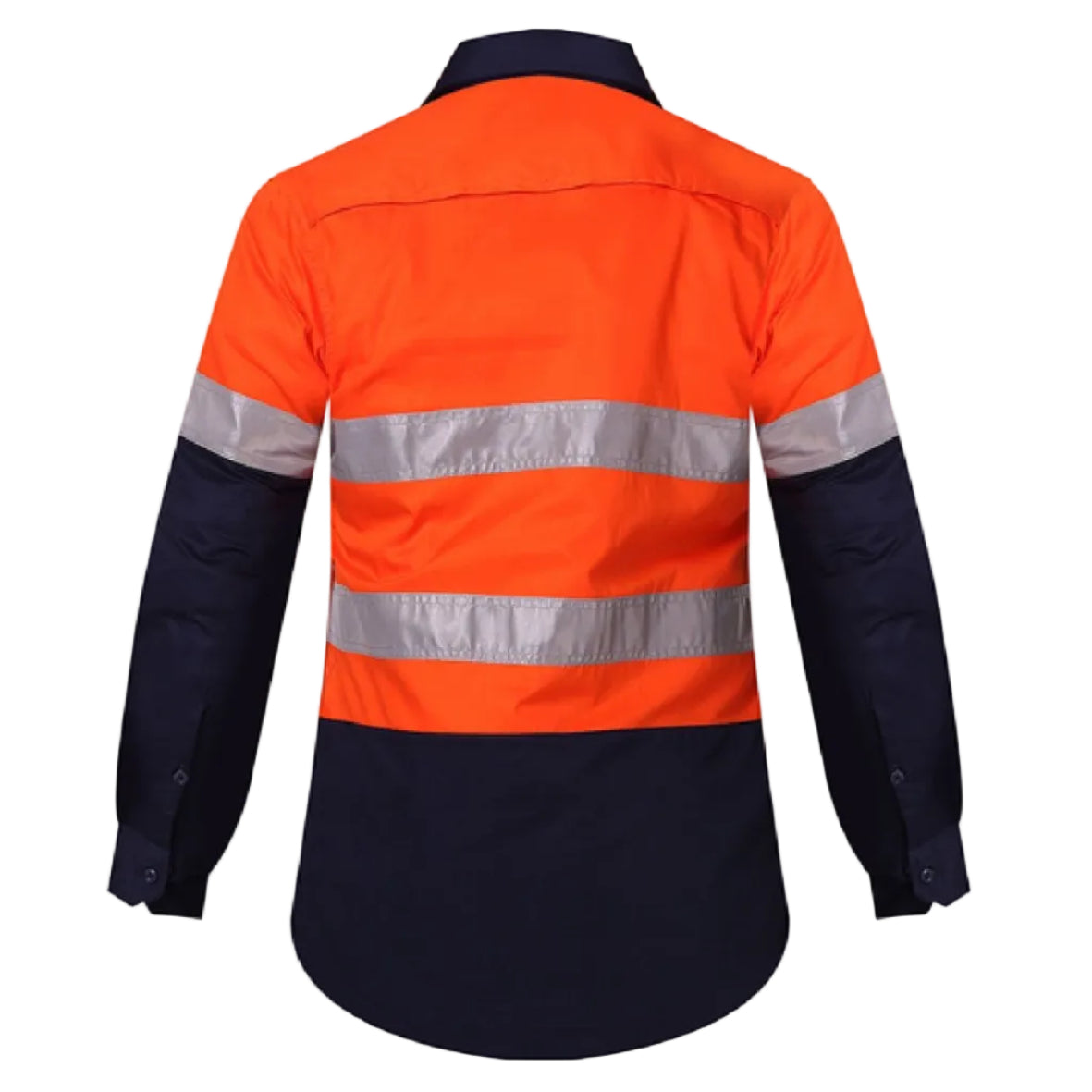 Ritemate Womens Two Tone Vented Closed Front L/S Work Shirt with Reflective Tape (RM208V2R) Orange/Navy