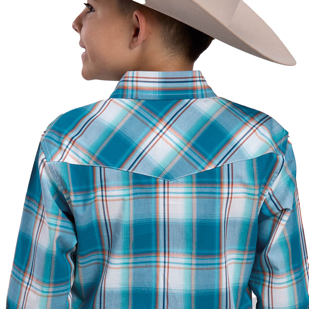 Roper Boys Amarillo Collection L/S Shirt (30278021) Plaid Blue