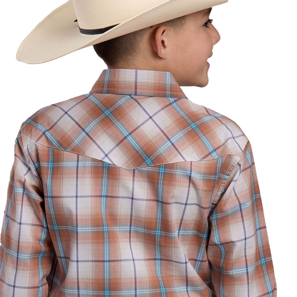 Roper Boys Amarillo Collection L/S Shirt (30278320) Plaid Rust