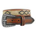 Roper Boys Genuine Leather Aztec Embroidered Inlay Basket Weave Belt (1785300) Brown