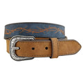 Roper Boys Genuine Leather Embroidered Barbed Wire Belt (1783300) Brown/Blue