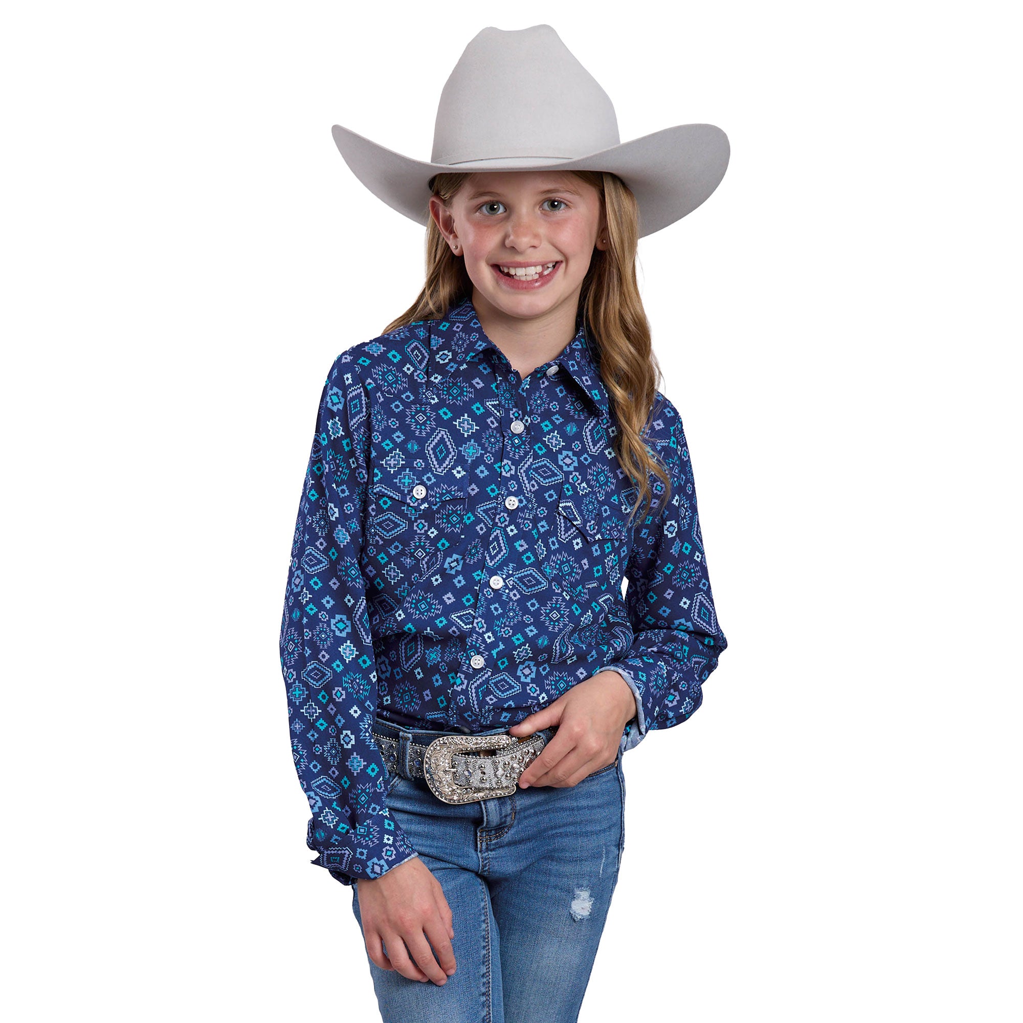 Roper Girls Five Star Collection L/S Shirt (80590249) Print Blue