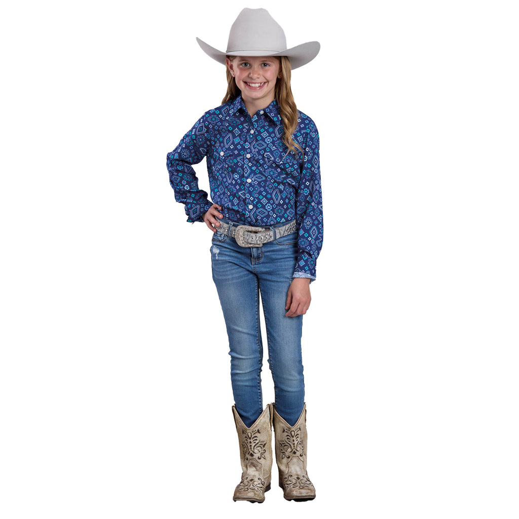 Roper Girls Five Star Collection L/S Shirt (80590249) Print Blue