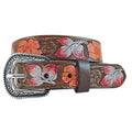 Roper Girls Genuine Buffalo Leather Hand Painted Floral Embossed Belt (9729300) Brown