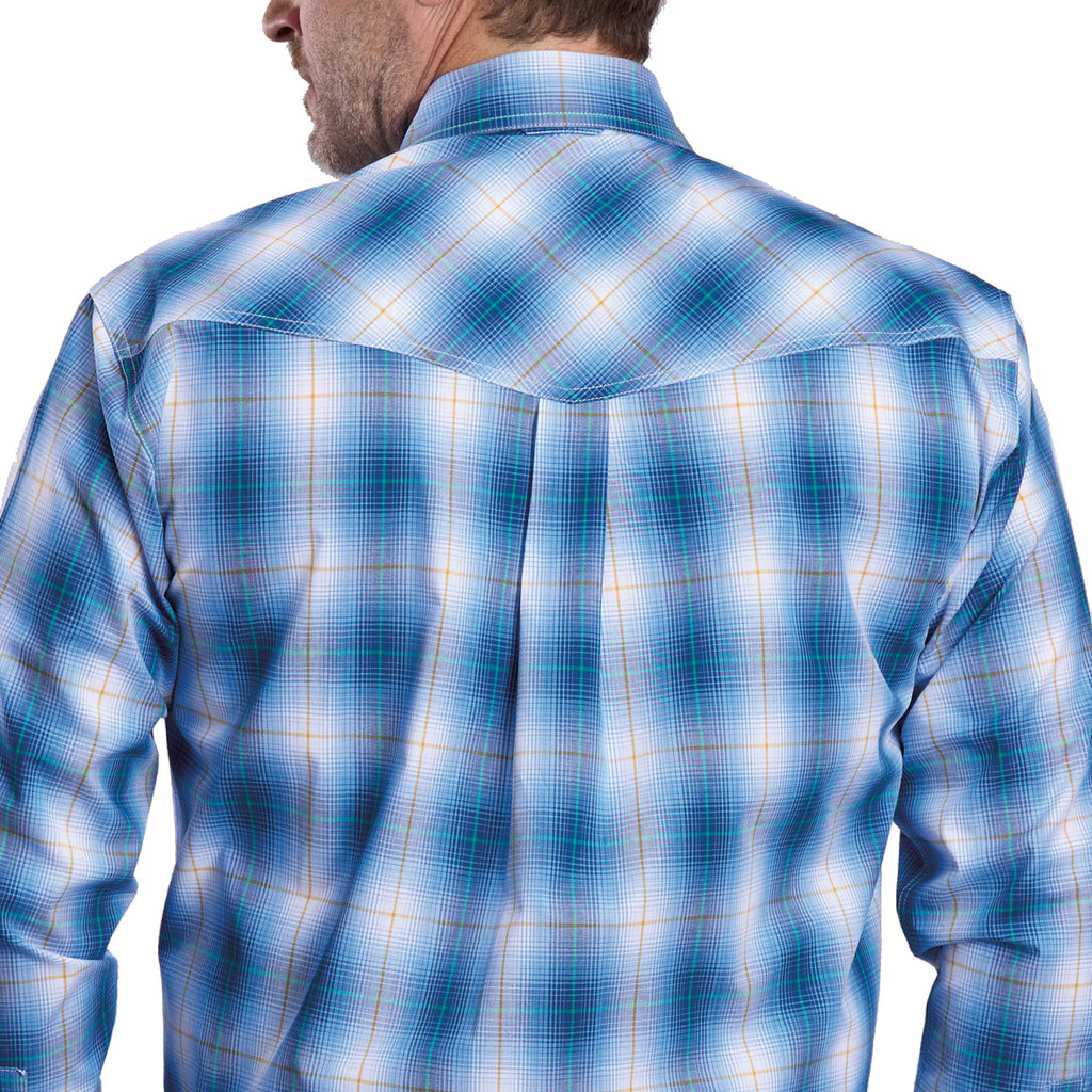 Roper Mens Amarillo Collection L/S Shirt (01278022) Plaid Blue