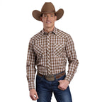 Roper Mens Karman Classic 55/45 Collection L/S Shirt (01101027) Plaid Brown