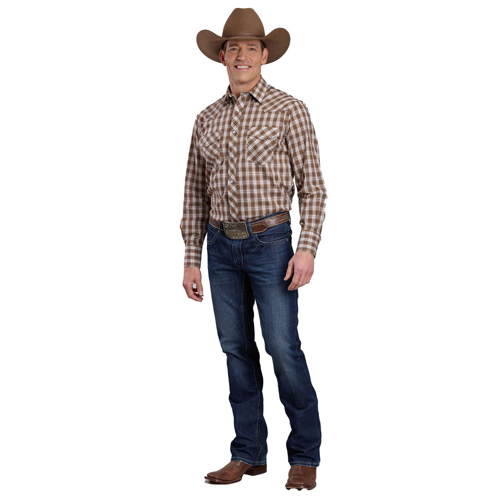 Roper Mens Karman Classic 55/45 Collection L/S Shirt (01101027) Plaid Brown