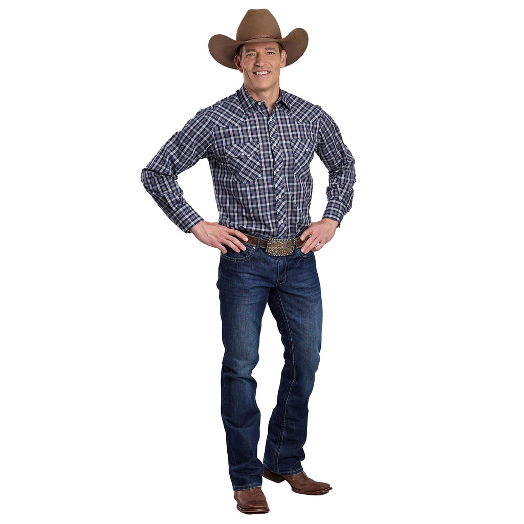 Roper Mens Karman Classic 55/45 Collection L/S Shirt (01101222) Plaid Blue