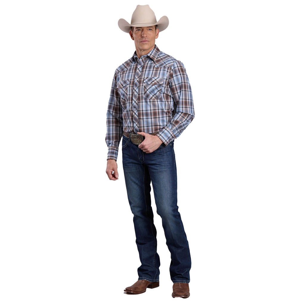 Roper Mens Karman Classic 55/45 Collection L/S Shirt (01101228) Plaid Brown