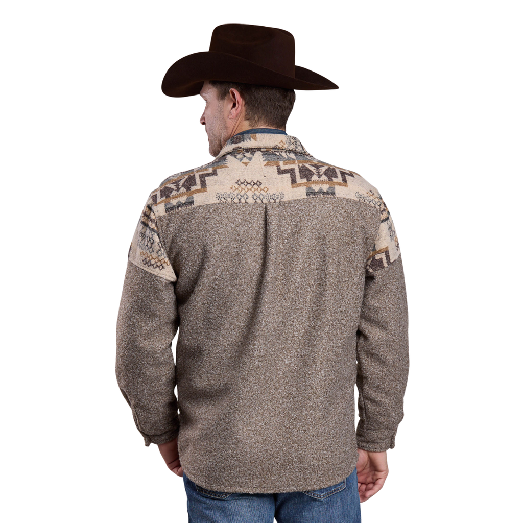 Roper Mens L/S Shirt Jacket (97119123) Brown Back
