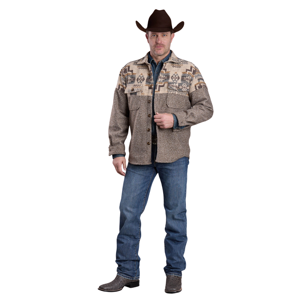 Roper Mens L/S Shirt Jacket (97119123) Brown Full length