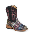 Roper Childrens Glitter Aztec II Western Boots (18903775) Black Glitter/Black
