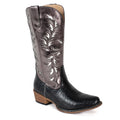 Roper Womens Fern Western Boots (21566750) Black Caiman/Metallic Silver