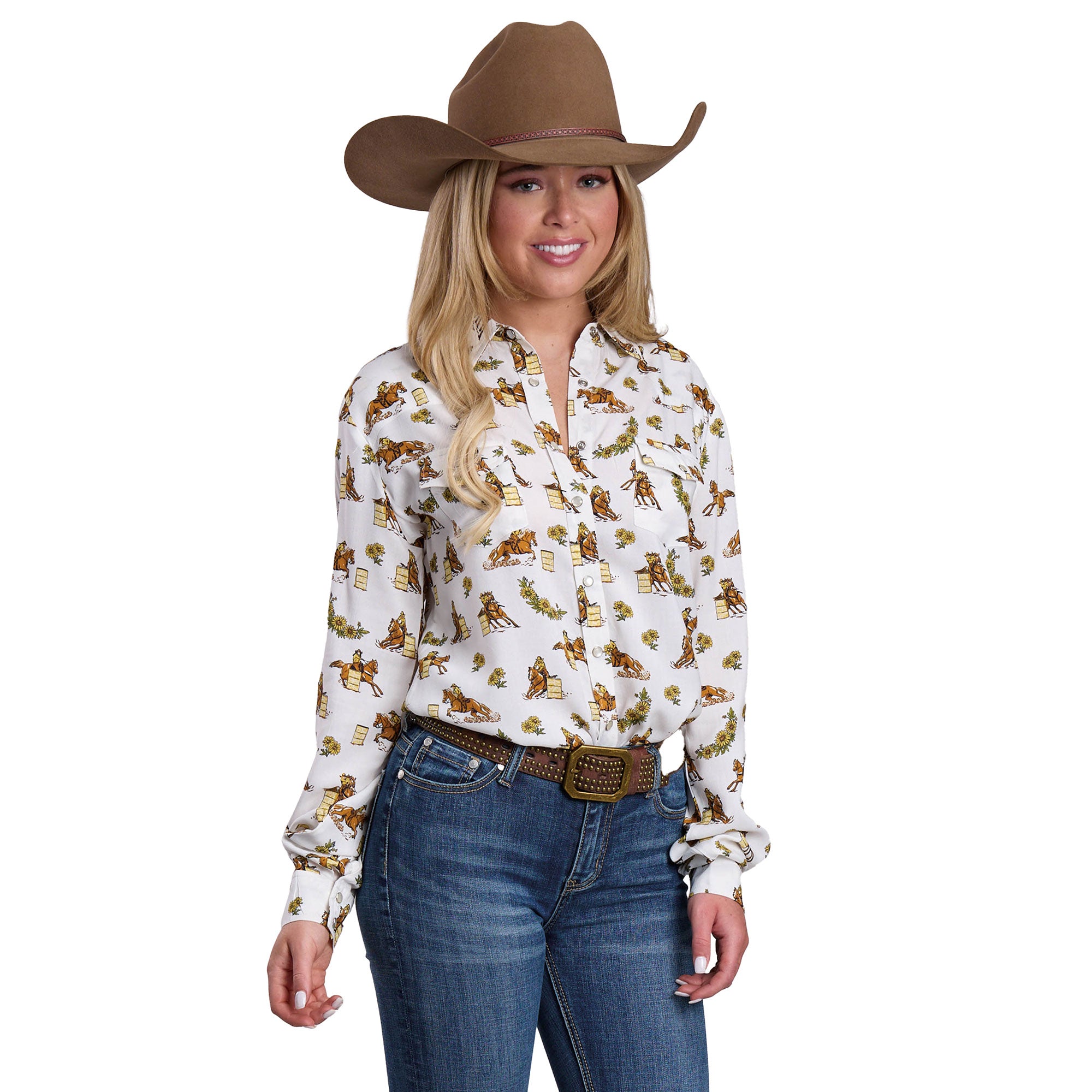 Roper Womens Five Star Collection L/S Shirt (50590058) Print White