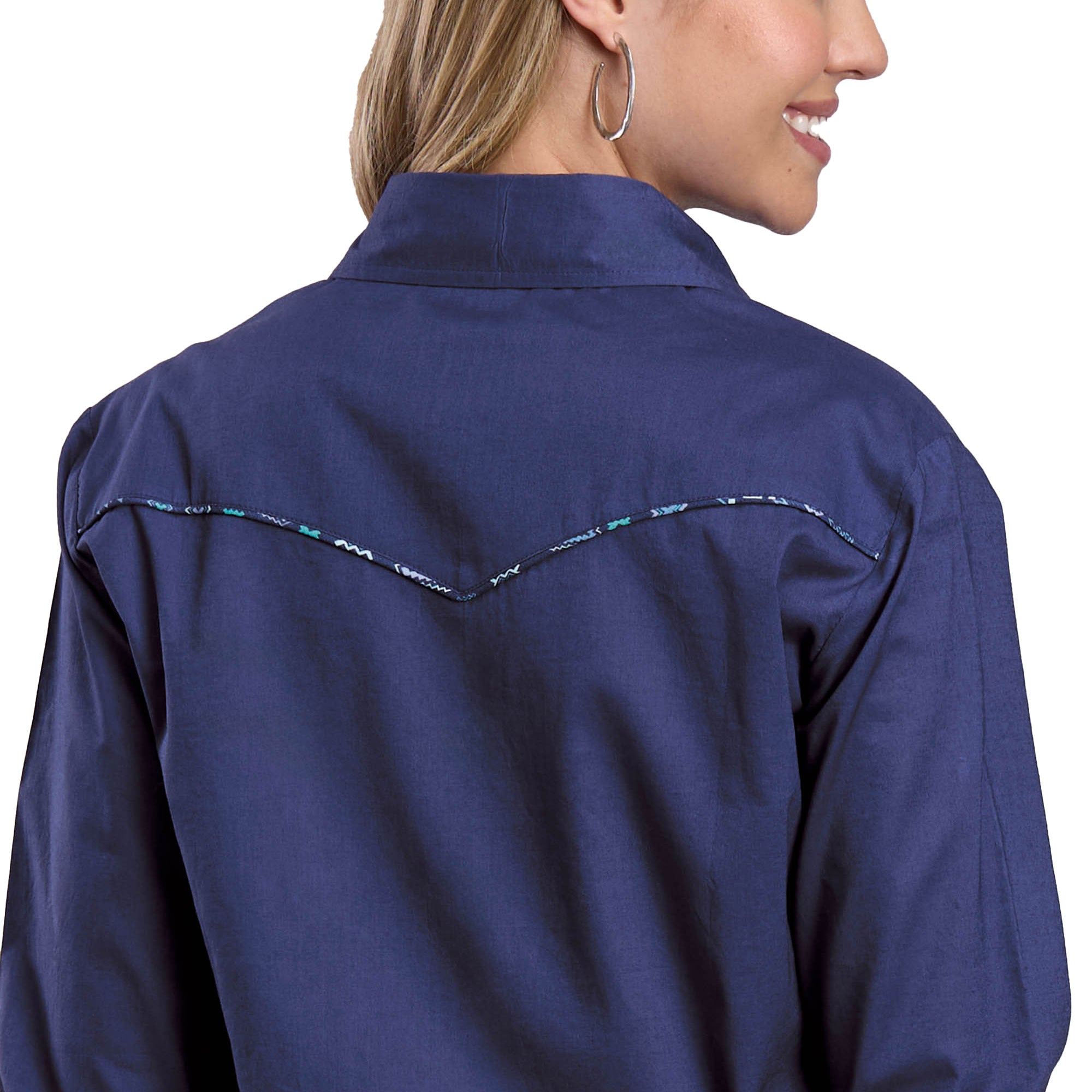 Roper Womens Five Star Collection L/S Shirt (50592050) Solid Blue