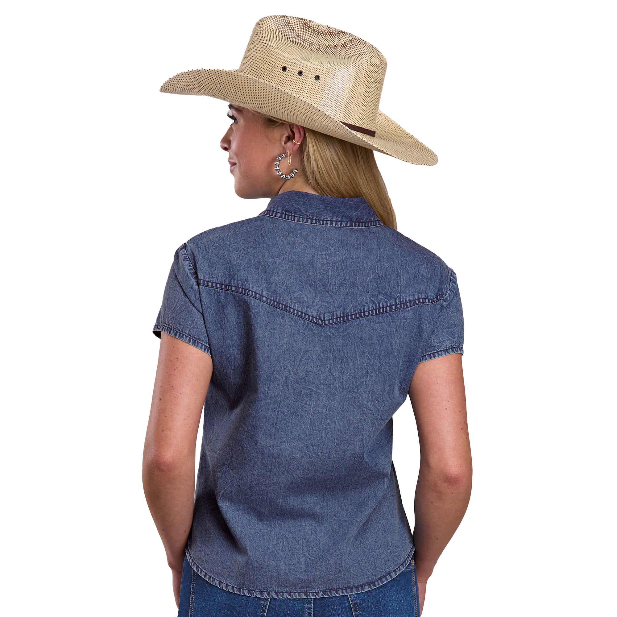 Roper Womens Five Star Collection S/S Shirt (51594056) Solid Blue