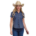 Roper Womens Five Star Collection S/S Shirt (51594056) Solid Blue