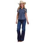 Roper Womens Five Star Collection S/S Shirt (51594056) Solid Blue