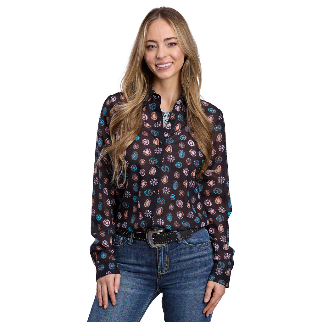 Roper Womens Studio West Collection L/S Shirt (50590031) Print Black