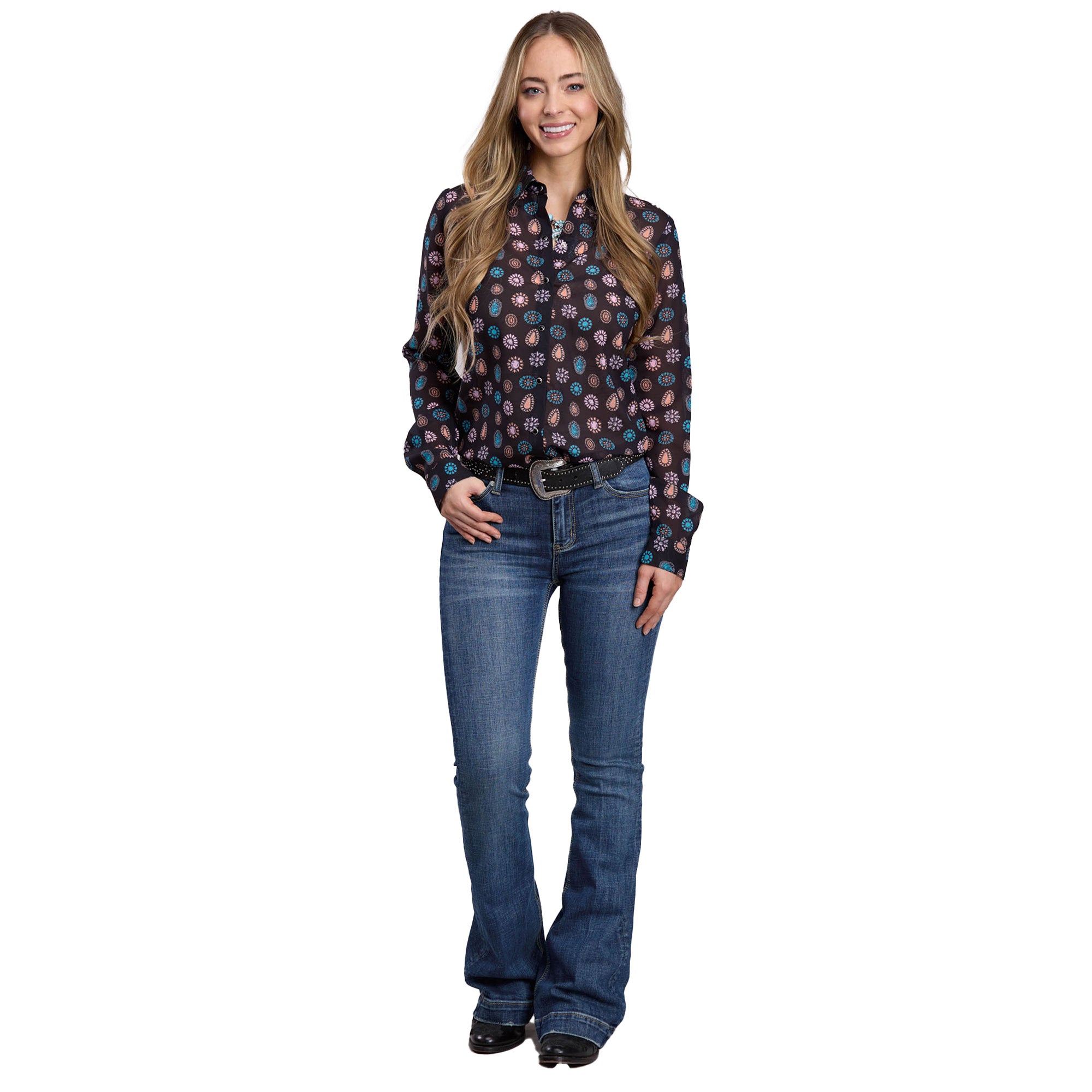 Roper Womens Studio West Collection L/S Shirt (50590031) Print Black