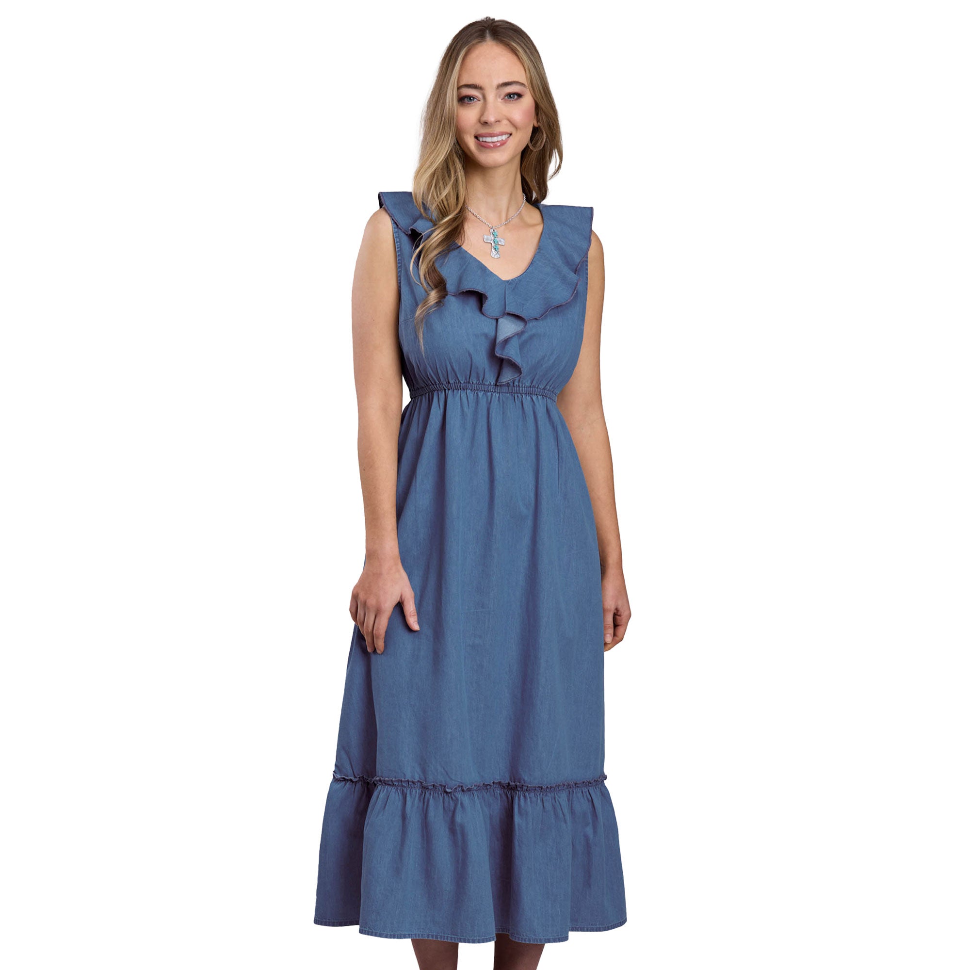 Roper Womens Studio West Collection Sleeveless Dress (57594027) Solid Blue