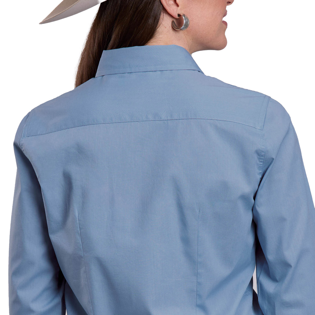 Roper Womens West Made Collection L/S Shirt (50060320) Solid Blue