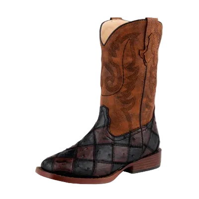 Roper Big Kids Bird Blocks Western Boots (19900622) Brown