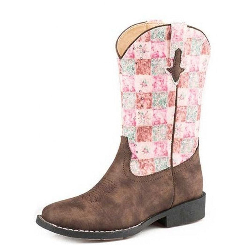 Roper Childrens Floral Shine Western Boots (18226046) Brown/Pink