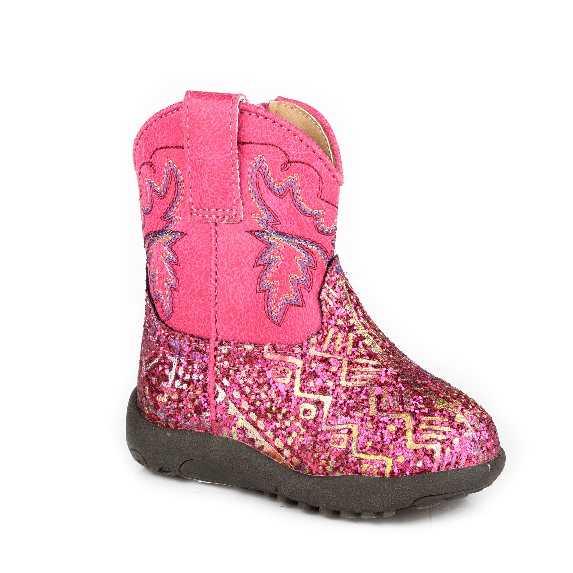Roper Infants Glitter Aztec II Western Boots (16903774) Fuschia Glitter/Fuschia