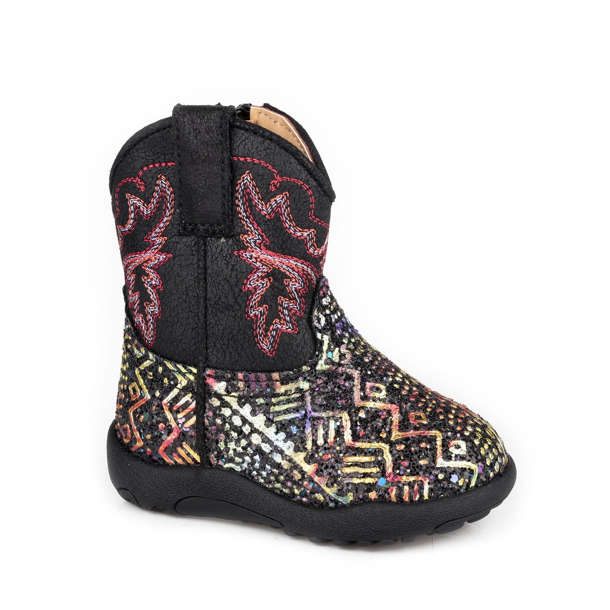 Roper Infants Glitter Aztec II Western Boots (16903775) Glitter Black/Black
