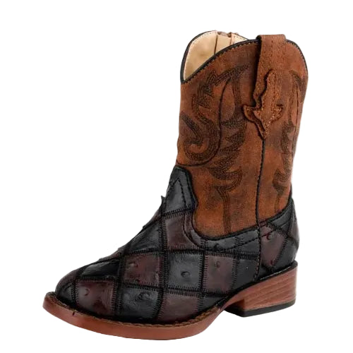 Roper Toddlers Bird Blocks Western Boots (17900622) Brown