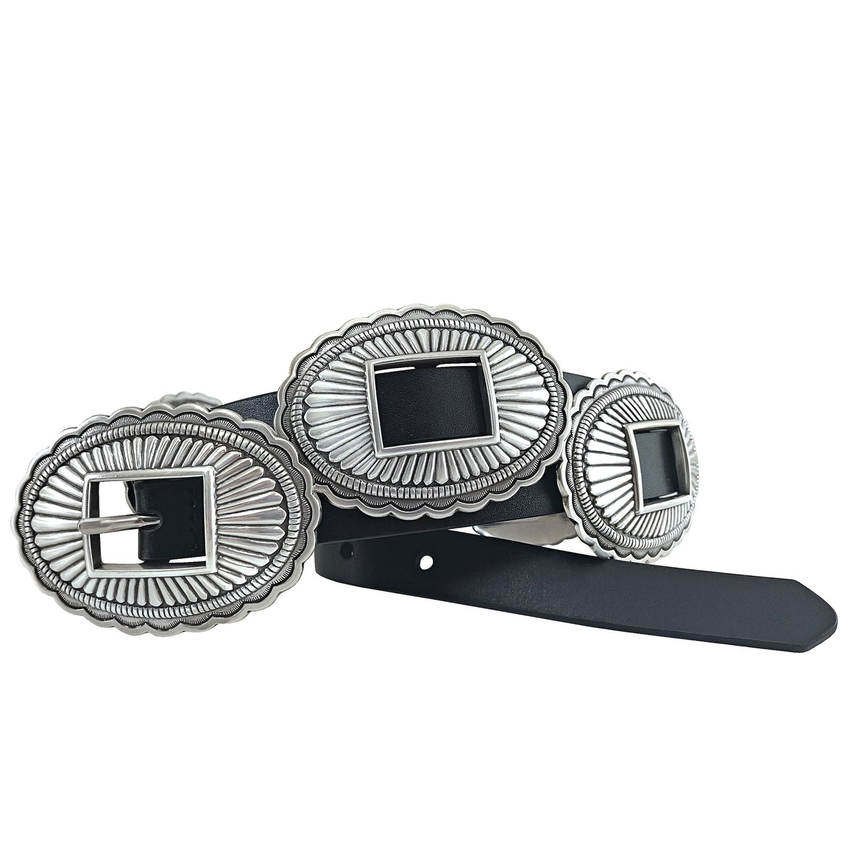 Roper Womens Leather Oval Conchos Belt (8861790K) Black