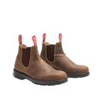 A pair of Rossi Boots Unisex Spinifex Elastic Sided Boots (404 MOC) in mocha brown leather, featuring black anti-slip soles, elastic side panels, and red "ROSSI" pull tabs. Both boots are shown side by side on a white background.