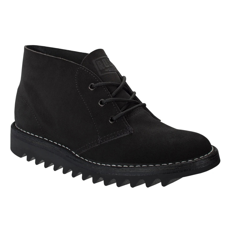 A black Rossi Men's Ripple Desert Boots (4046) with white contrast stitching, shown from 3-4 front on a white background.