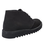 A black Rossi Men's Ripple Desert Boots (4046) with white contrast stitching, shown from 3-4 back on a white background.