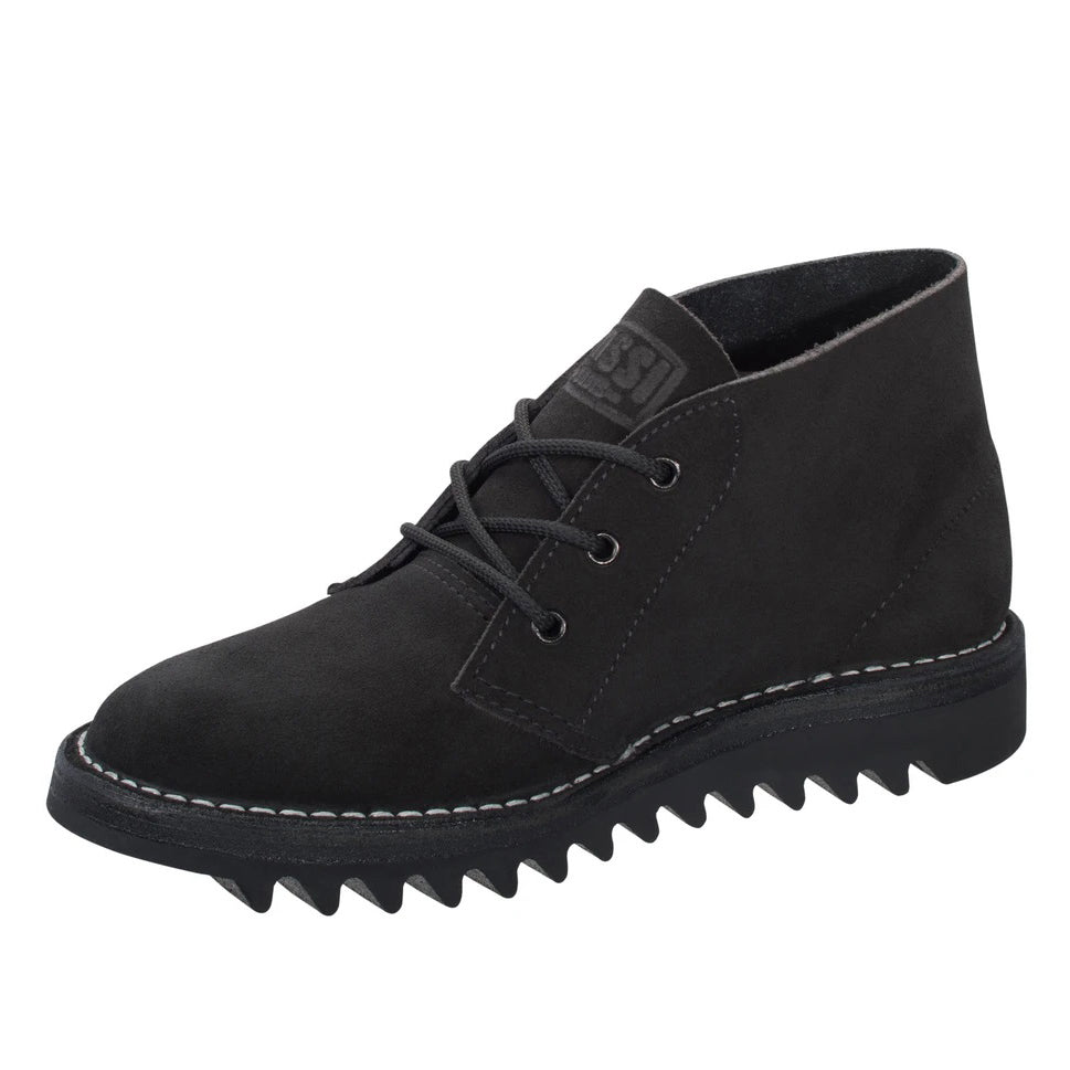 A black Rossi Men's Ripple Desert Boots (4046) with white contrast stitching, shown from 3-4 front on a white background.