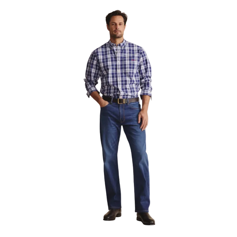 S.Kidman Mens Aberdeen Full Button L/S Print Shirt (1SHM00082) Indigo
