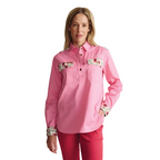 S.Kidman Womens Camfield Half Button L/S Print Shirt (1SHW00027) Pink