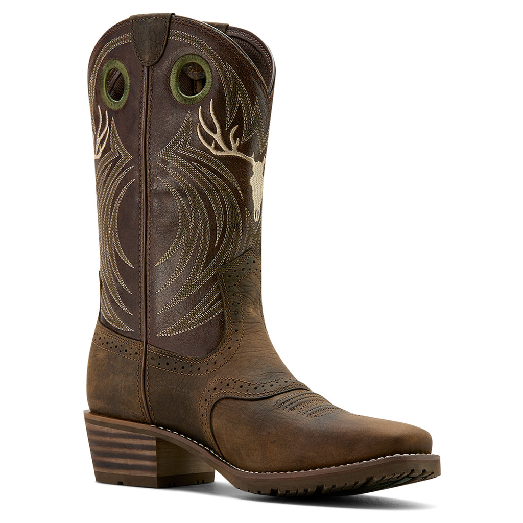 Ariat Mens Hybrid Roughstock Western Boots (10061156) Antlers Wild Taupe/Espresso