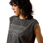 Ariat Womens Dallas Cropped S/S Tee (10071109) Charcoal Mineral Wash