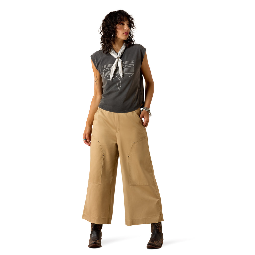 Ariat Womens Dallas Cropped S/S Tee (10071109) Charcoal Mineral Wash