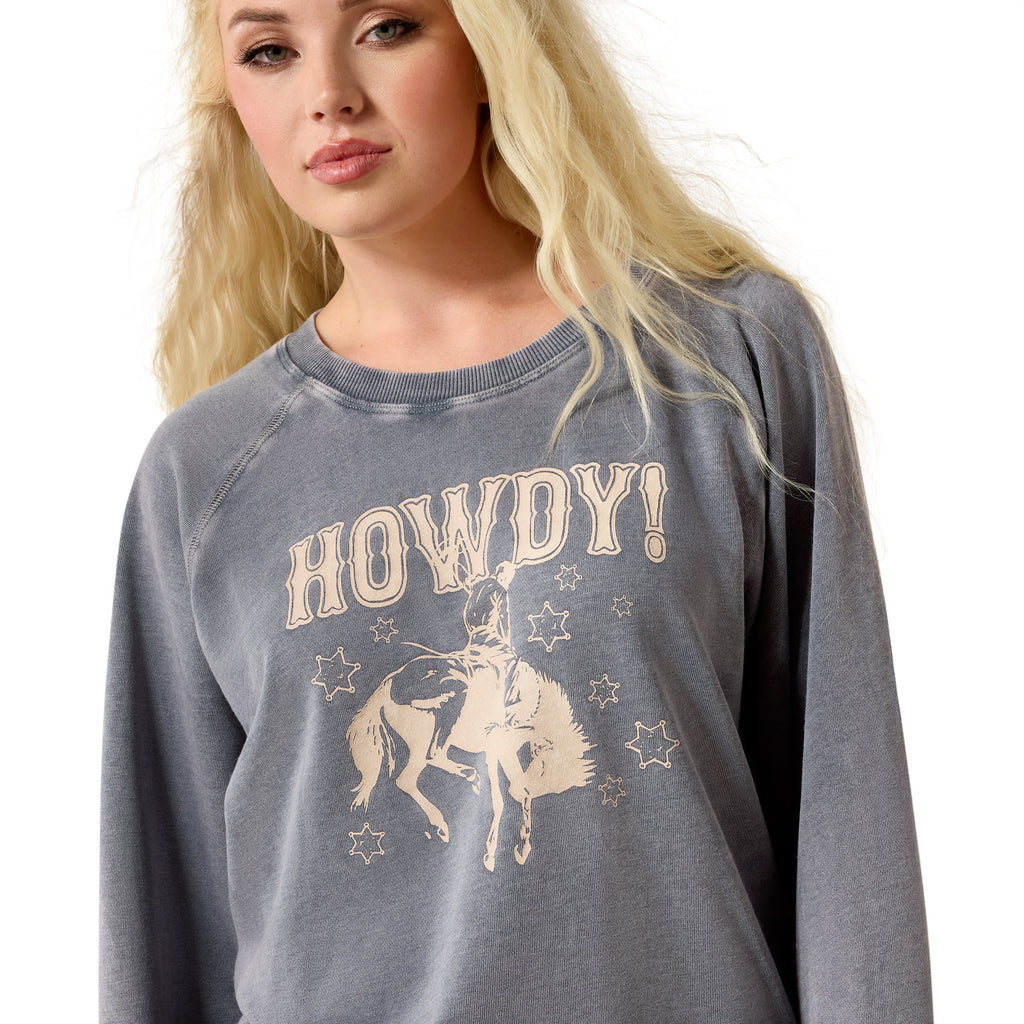 Ariat Womens Vintage Raglan Sweatshirt (10071113) Ombre Blue Mineral Wash