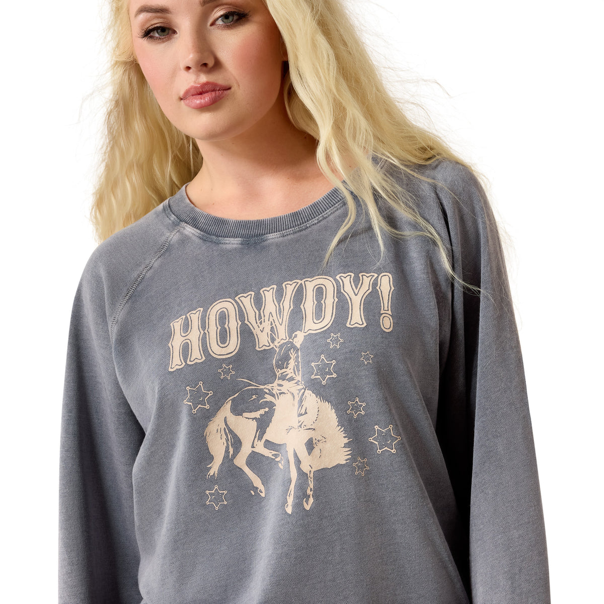Ariat Womens Vintage Raglan Sweatshirt (10071113) Ombre Blue Mineral Wash