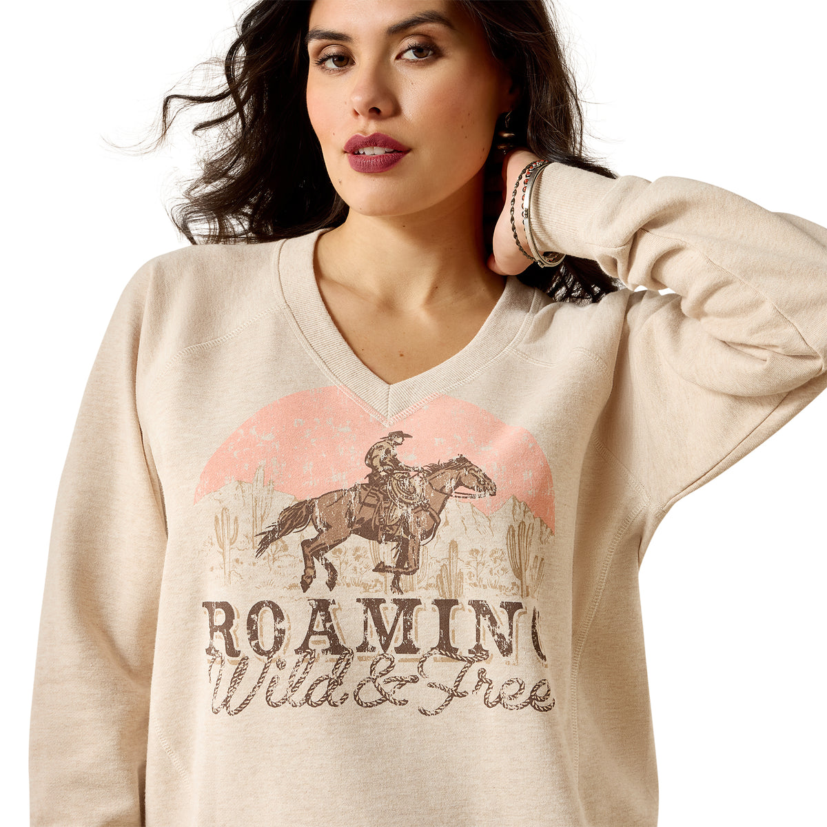 Ariat Womens Victoria Sweatshirt (10071623) Khaki Heather
