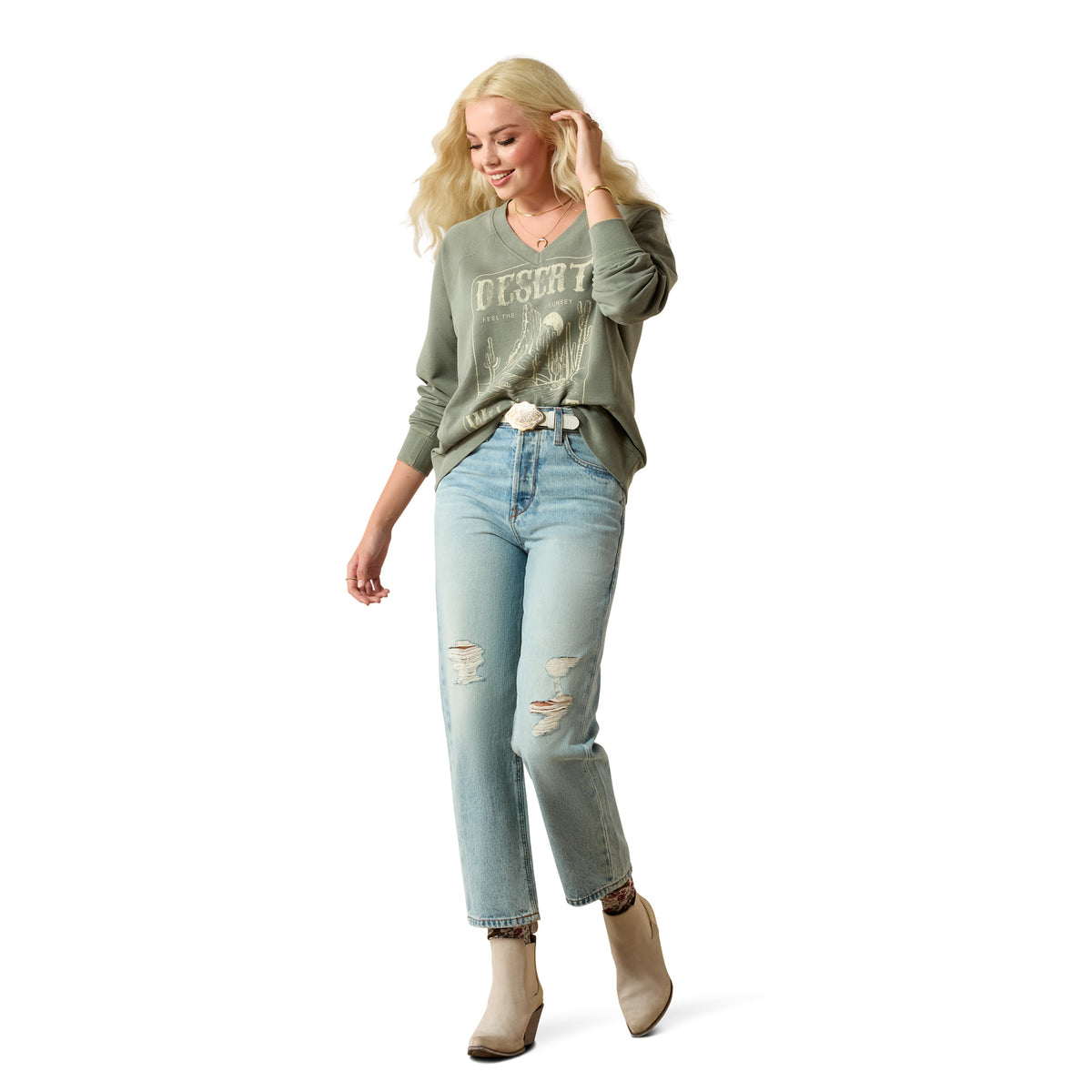 Ariat Womens Victoria Sweatshirt (10071630) Sea Spray