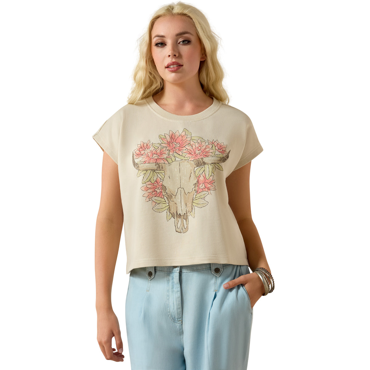 Ariat Womens Vintage Pullover S/S Tee (10071633) Summer Sand